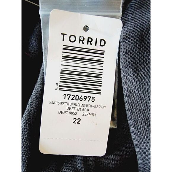 Torrid 22 Linen Blend‎ High-Rise Shorts Black Pockets Zip & Button NWT - Picture 7 of 8